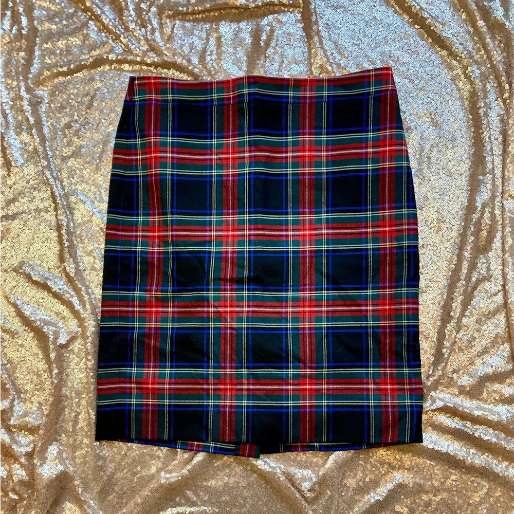*J. Crew *  Pencil Skirt , Sz 6, Tartan Plaid Wool Blend